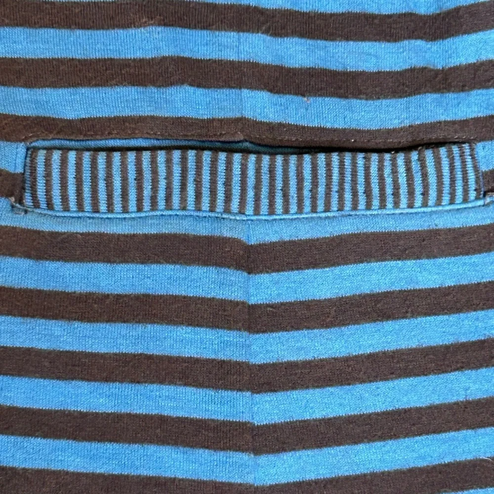 Caslon Women’s Size Large Cotton Knit Blue Stripe One Button relaxed fit Blazer